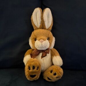 12” Plush Brown and White Bunny